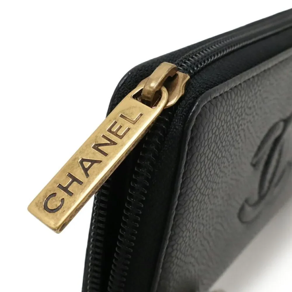 Chanel Caviar Leather Zip Wallet Black